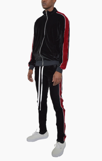 Full Velour Sued Side Stripe Piping Track Set