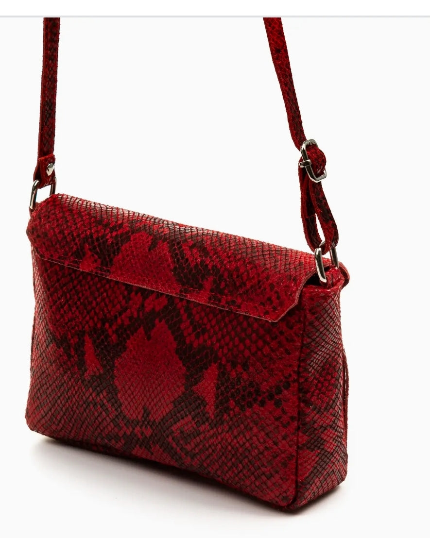 Perla Shoulder Bag Leather Snake Suede