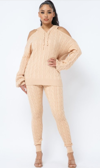 Cable Knit Hoody Set
