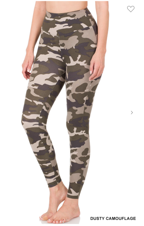 Brushed Camouflage wide Waistband, Full Length Legging