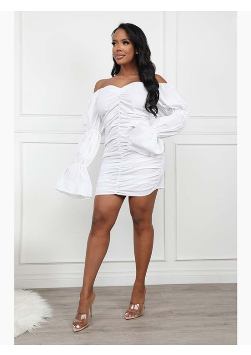 Dress, Short, Off Shoulder, White or Black