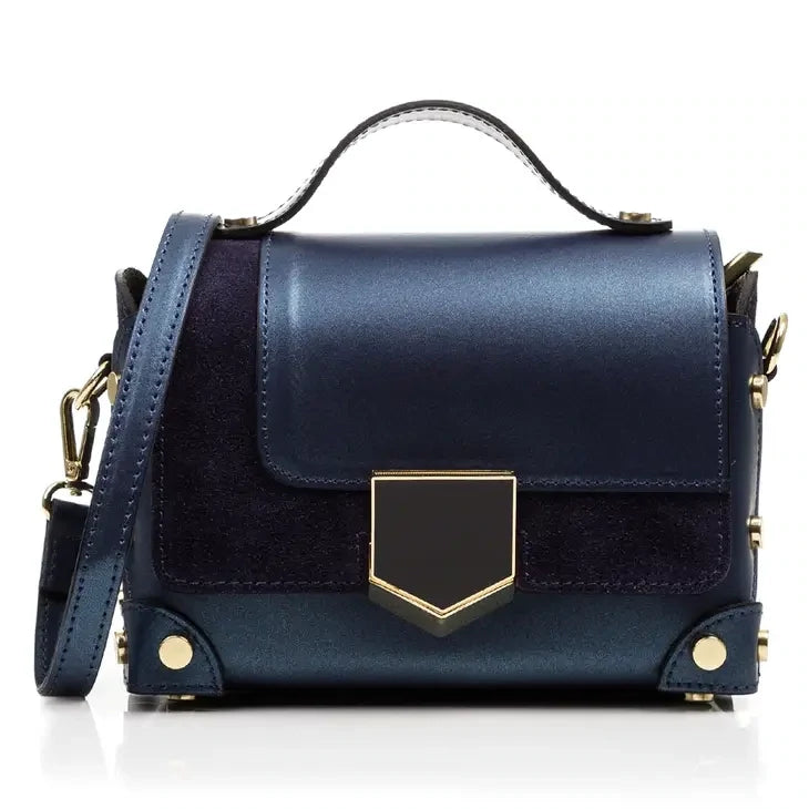 Agerola Womens Handbag. Genuine European Leather Ruga Suede