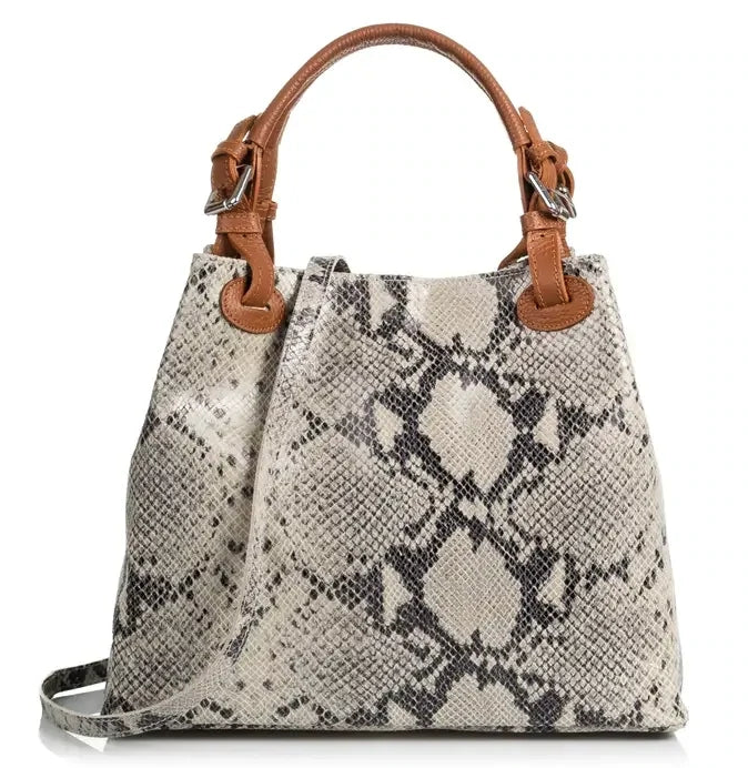 Godeberta Tote Bag Women.Genuine Leather Python Suede
