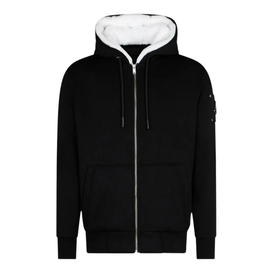 MOOSE KNUCKLES CLASSIC BUNNY MEN Zip-Up Hoodie Black/White Fur